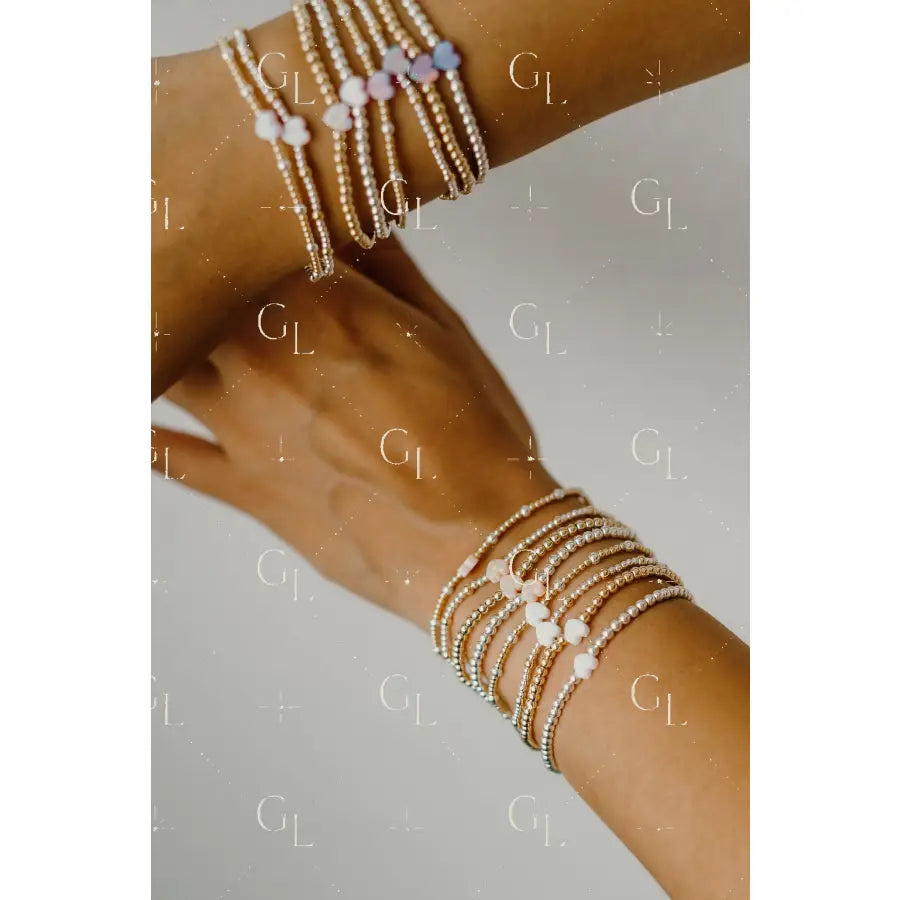 Opal Heart Gold Fill + Sterling Silver Bracelet- PREORDER
