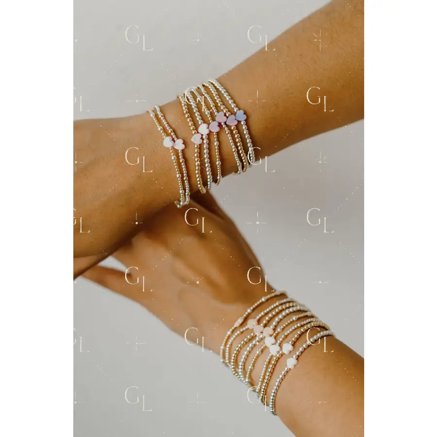Opal Heart Gold Fill + Sterling Silver Bracelet- PREORDER