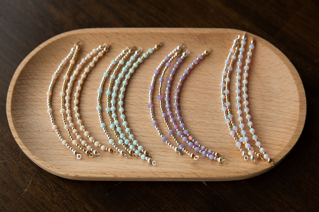 opal glow up on wooden tray 