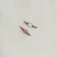 Two gold and pink beaded connectors on a light gray background