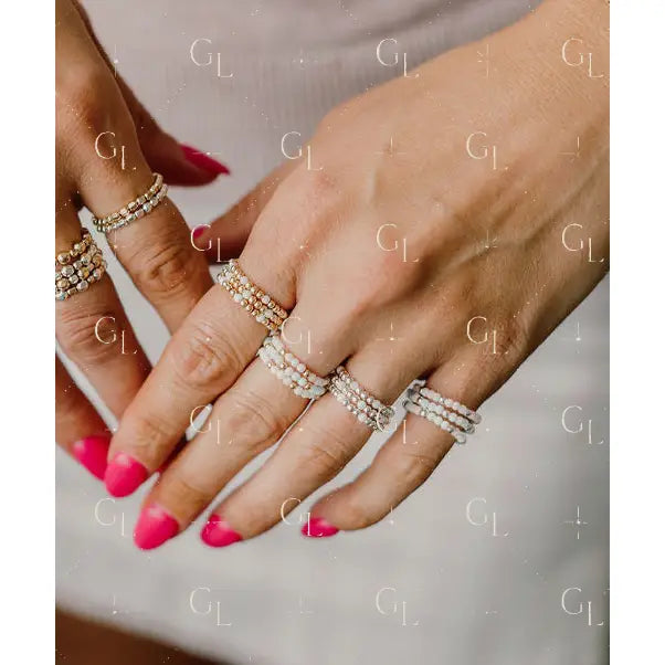 Opalite Sunny Beaded Ring 14k Gold Fill + Sterling Silver Collection (10 TOE/FINGER RINGS)
