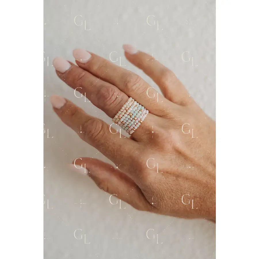 Opalite Sunny Beaded Ring 14k Gold Fill + Sterling Silver - SINGLE TOE / FINGER RING