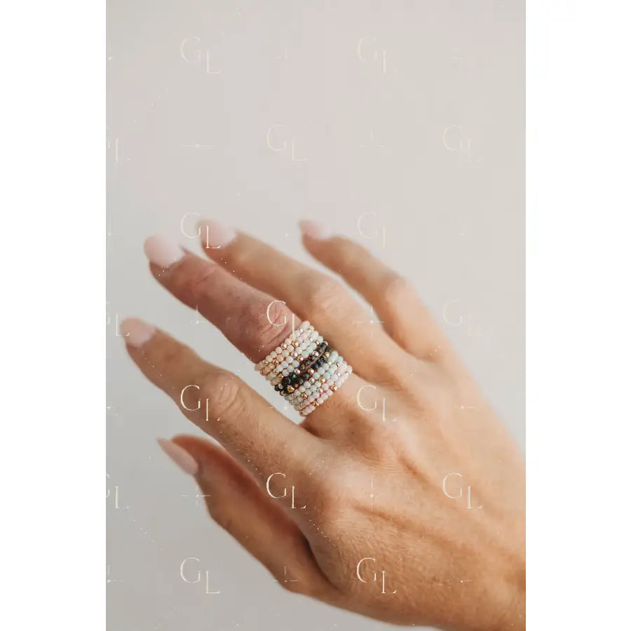 Opalite Sunny Beaded Ring 14k Gold Fill + Sterling Silver - SINGLE TOE / FINGER RING