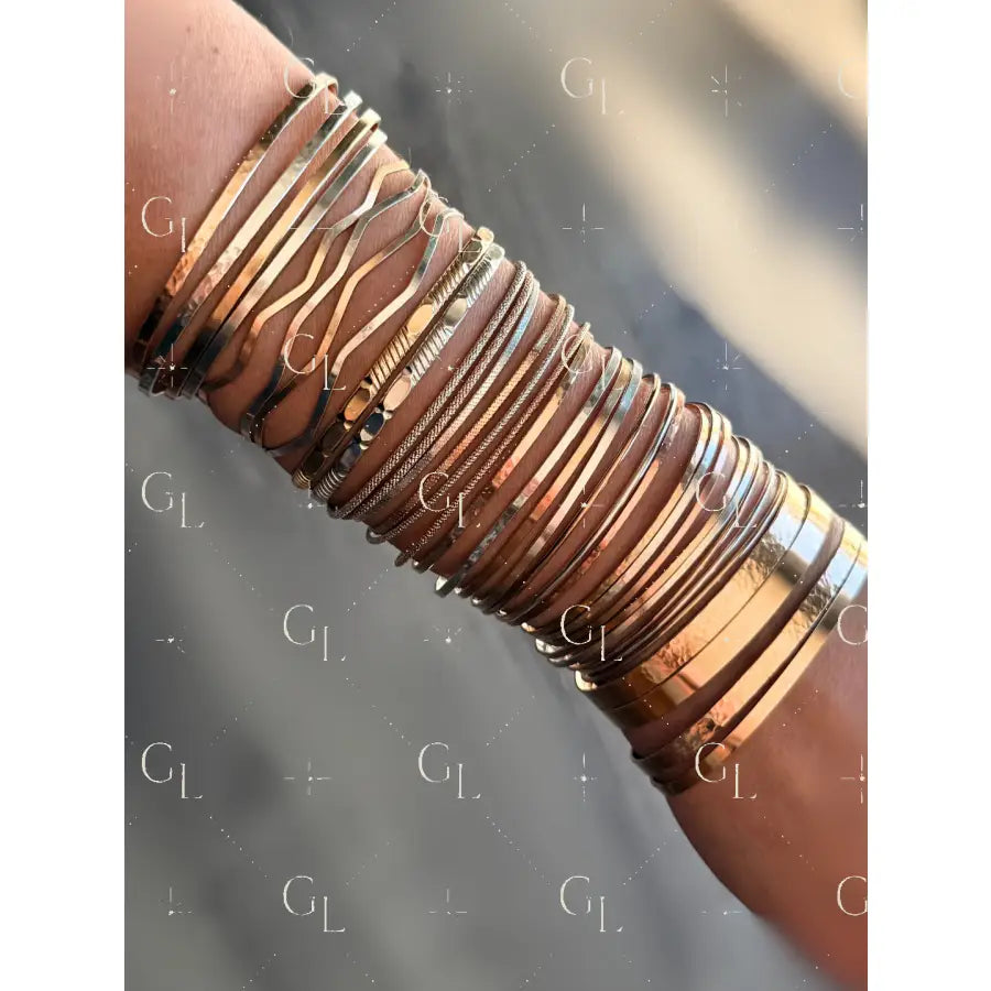 Permanent Jewelry Bangle - Gold Fill Sterling Silver Rose Gold Fill