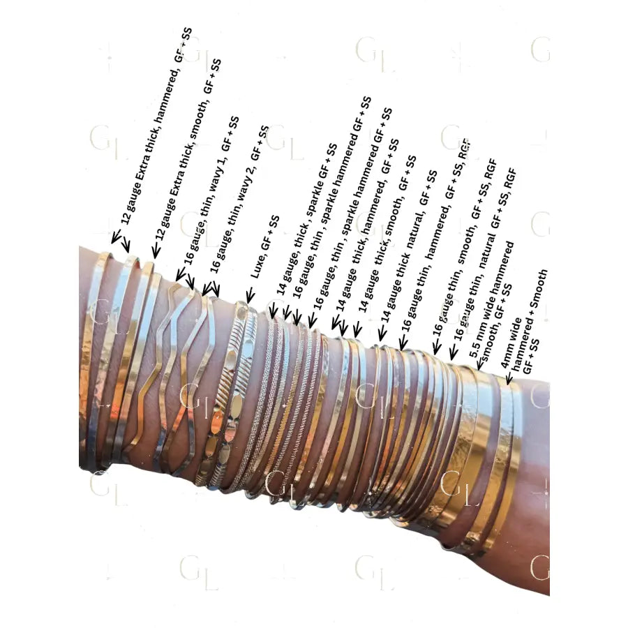 Permanent Jewelry Bangle - Gold Fill Sterling Silver Rose Gold Fill