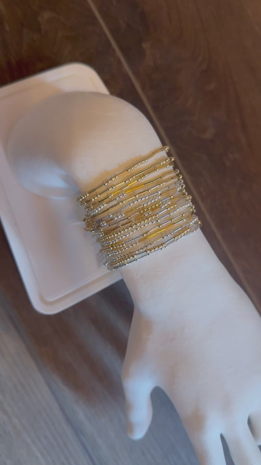 Morse Code 14k Gold Fill and Sterling Silver Bracelet - Small