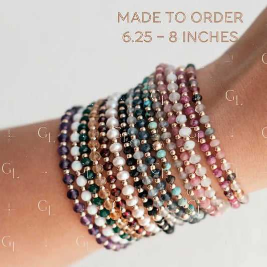 Rae BIRTHSTONE 14k Gold Fill + Sterling Silver Beaded Bracelet