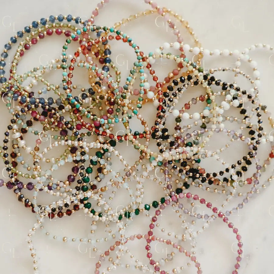 Ruthie Birthstone 14k Gold Fill + Sterling Silver Beaded Bracelet