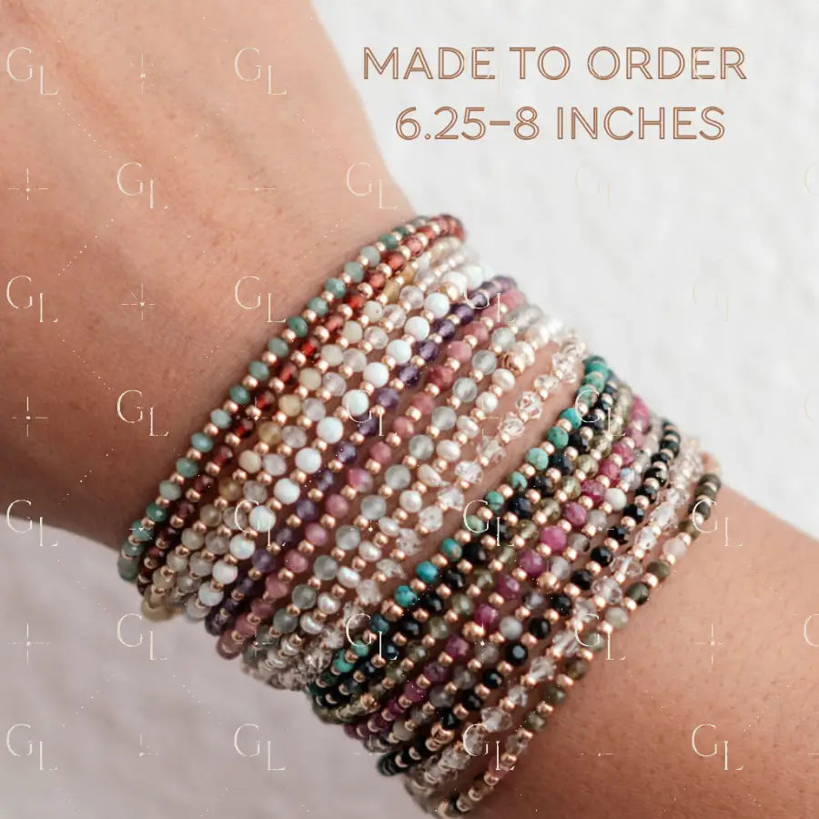 Ruthie BIRTHSTONE 14k Gold Fill + Sterling Silver Beaded Bracelet