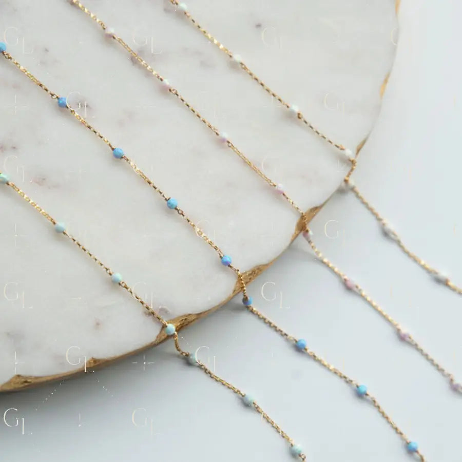 Single Opal Gold Fill Gemstone Permanent Jewelry Chain READY TO SHIP