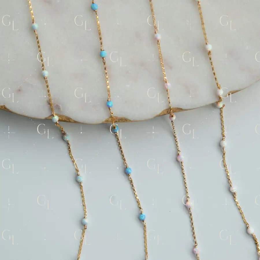 Single Opal Gold Fill Gemstone Permanent Jewelry Chain READY TO SHIP