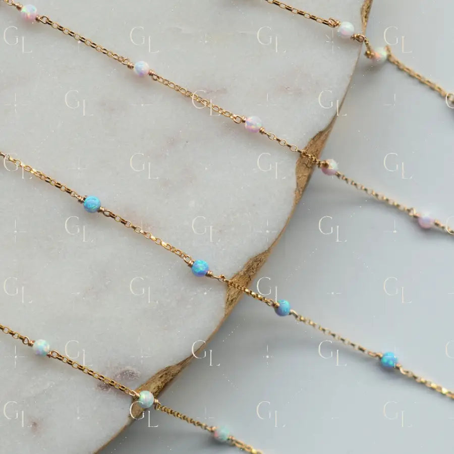 Single Opal Gold Fill Gemstone Permanent Jewelry Chain READY TO SHIP