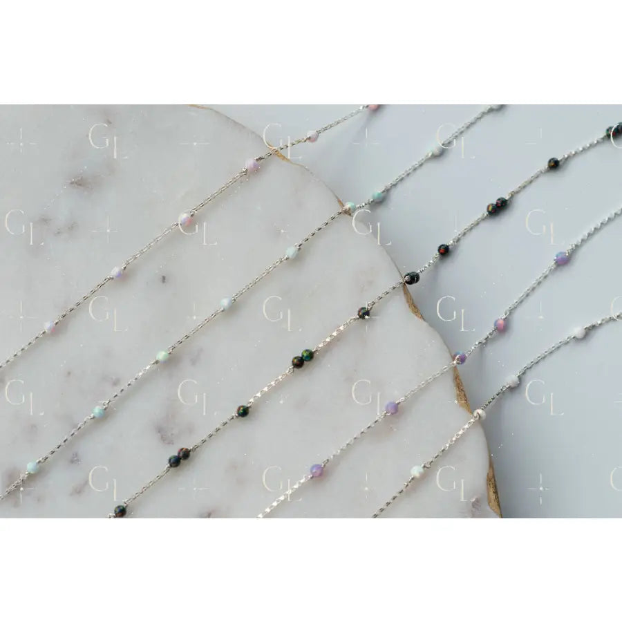 Single Opal Sterling Silver Gemstone Permanent Jewelry Chain READY TO SHIP