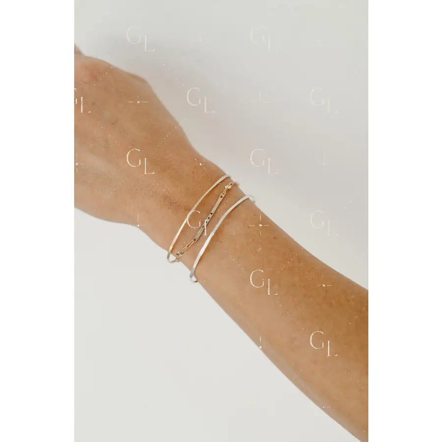 Skinny Engravable Bar Gold Fill + Sterling Silver Connectors