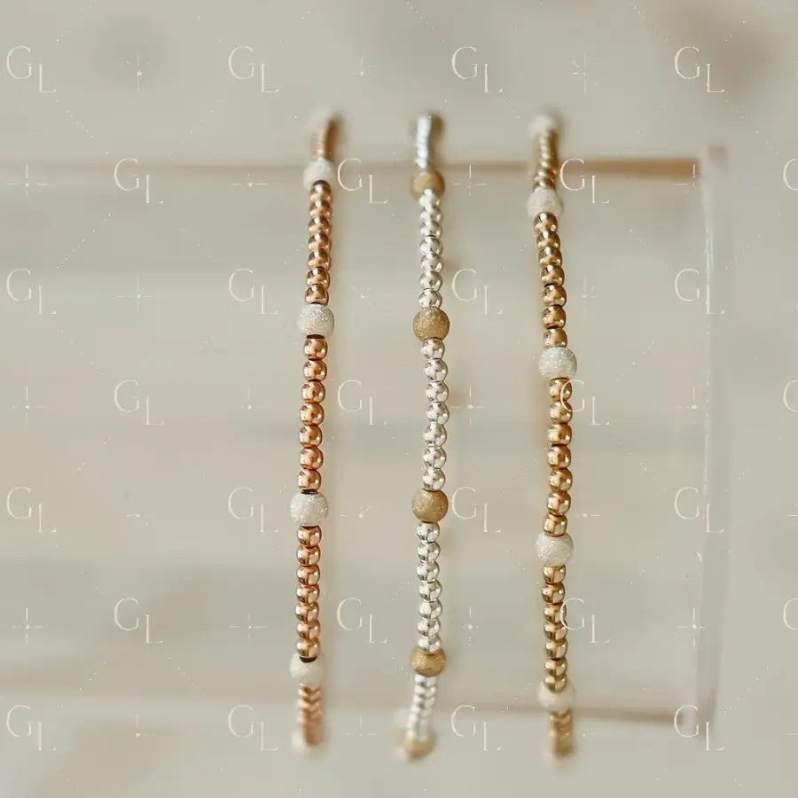 Stardust - Mixed Metal Gold Fill Beaded Bracelet- WHOLESALE