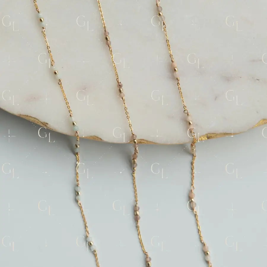 gold fill chain handmade moonstone