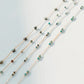 Multiple beaded necklaces on a light gray background