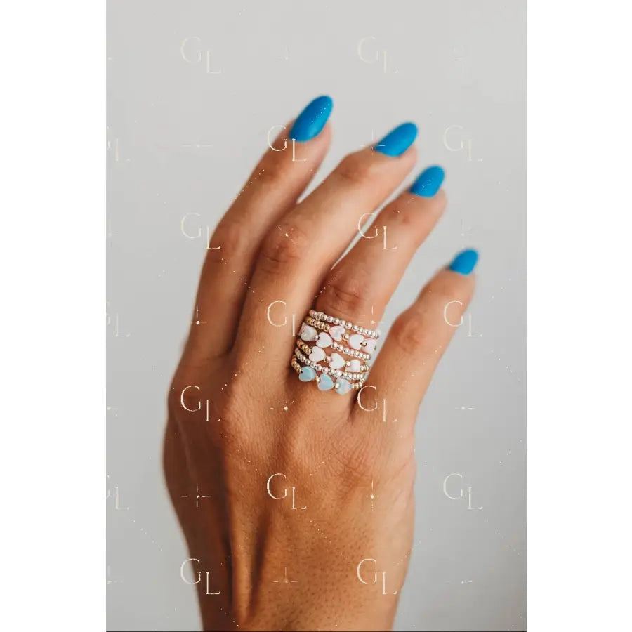 Triple Heart Beaded Ring 14k Gold Fill + Sterling Silver - SINGLE FINGER RING