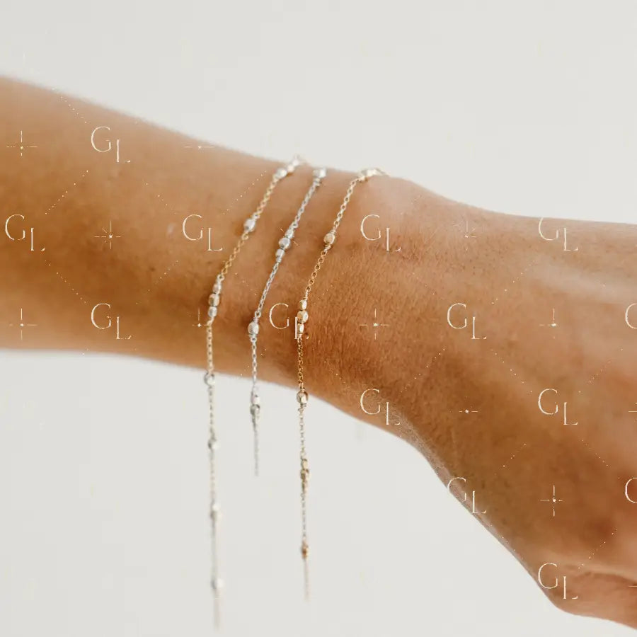 Triple Single Faceted Satellite Mixed Metal Permanent Jewelry Chain -PREORDER