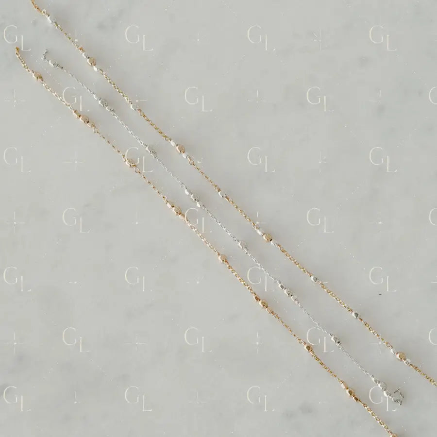 Triple Single Faceted Satellite Mixed Metal Permanent Jewelry Chain -PREORDER