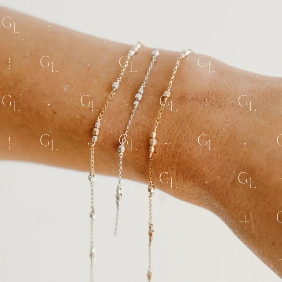 Triple Single Faceted Satellite Mixed Metal Permanent Jewelry Chain -PREORDER