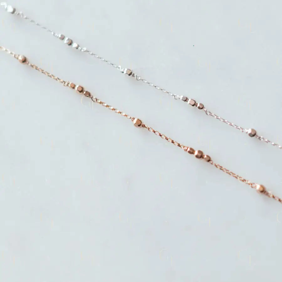 Triple Single Faceted Satellite Mixed Metal Permanent Jewelry Chain -PREORDER