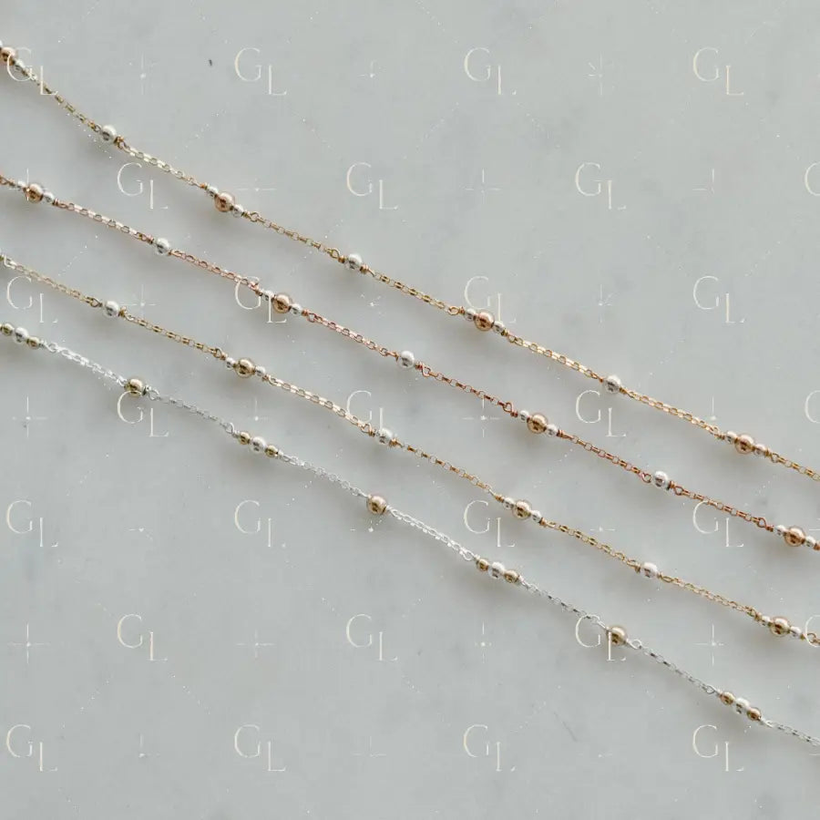 Triple Single Satellite Mixed Metal Permanent Jewelry Chain-PREORDER
