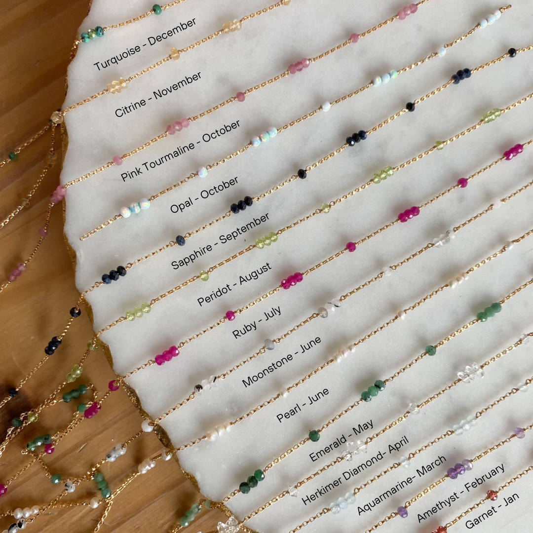 Double Single Gemstone Birthstone Permanent Jewelry Chain (3 feet) PREORDER