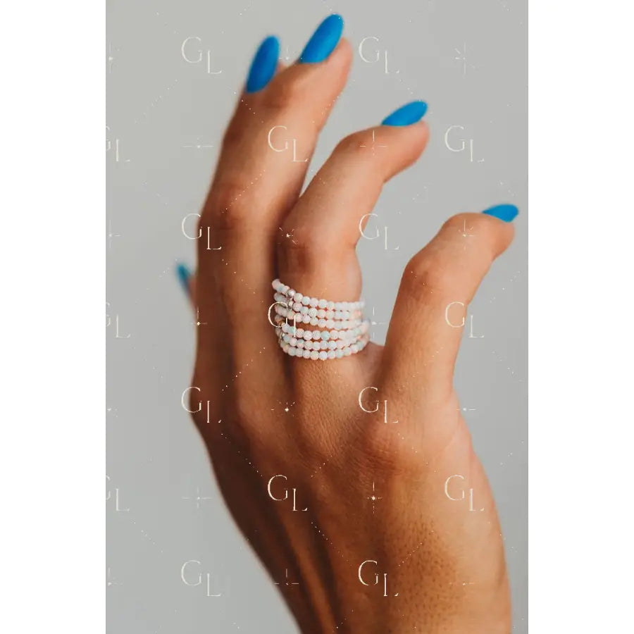 Unicorn Opalite Beaded Ring 14k Gold Fill + Sterling Silver - SINGLE FINGER RING